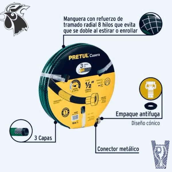 Manguera Pretul Refrozada 3 Capas Conexiones Metalicas