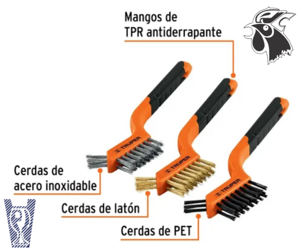 Juego de 3 Mini Cepillos Truper de 28 Pinceles