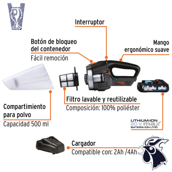 Aspiradora Inalámbrica para Auto 20V Truper Max