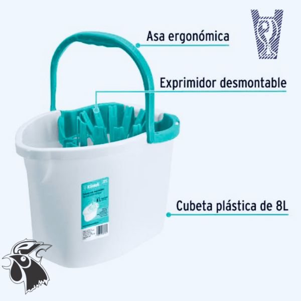 Cubeta con Exprimidor para Mechudo KLINTEK – 8 Litros