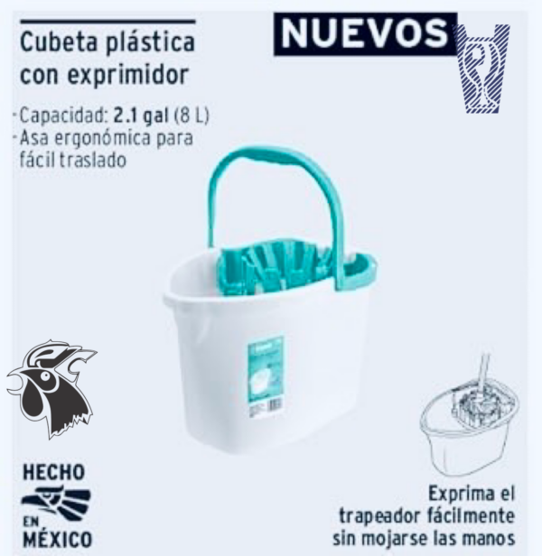 Cubeta con Exprimidor para Mechudo KLINTEK – 8 Litros